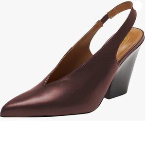 Elegant Wine Slingback Wedge Shoes